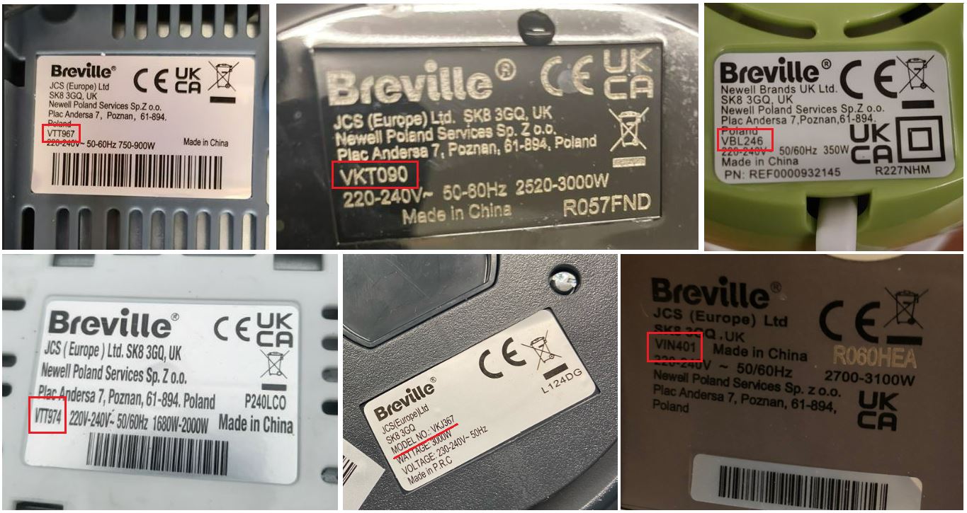 BREVILLE WARRANTY Where do I find the model number?